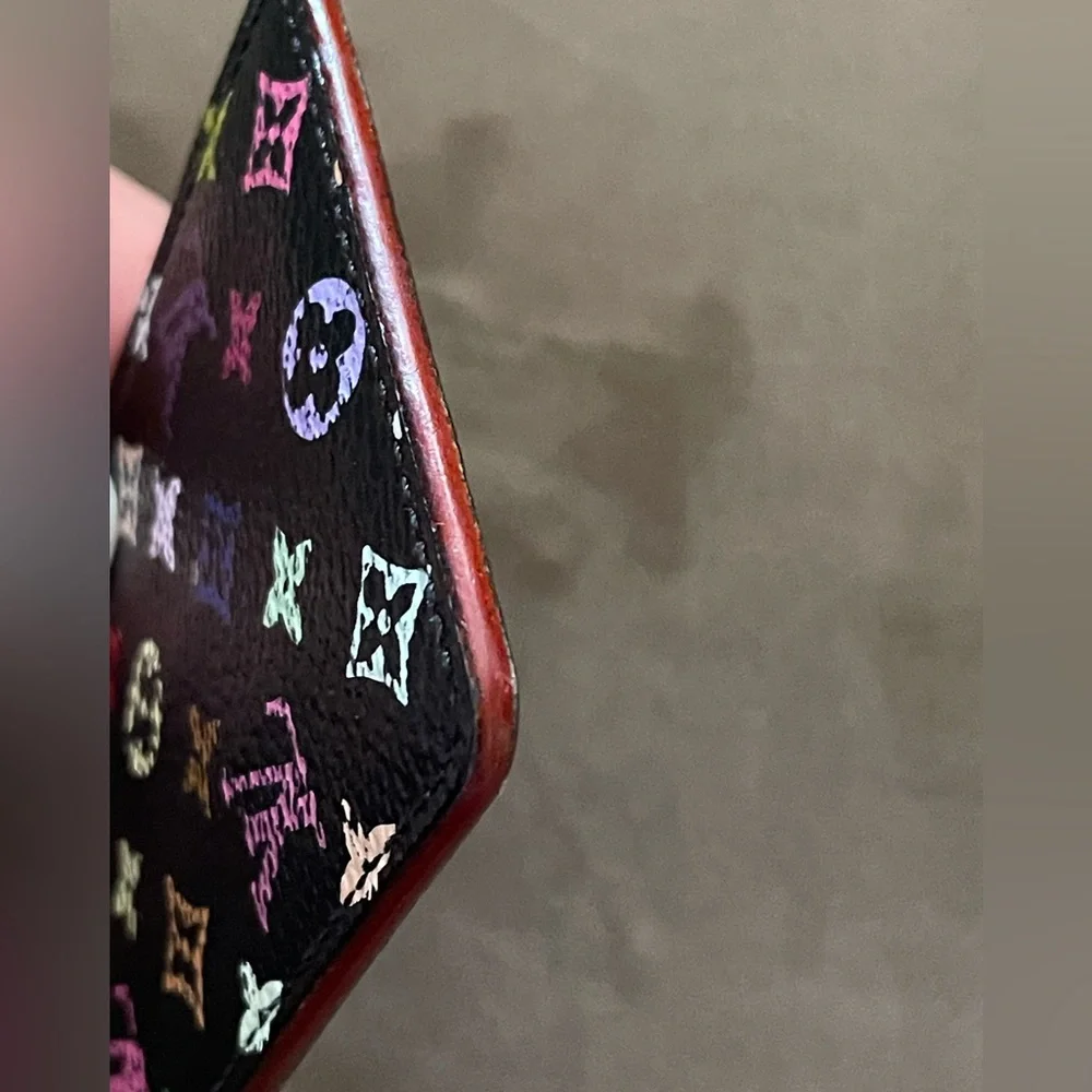 Louis Vuitton Murakami Black Multicolor Monogram Card Holder Wallet